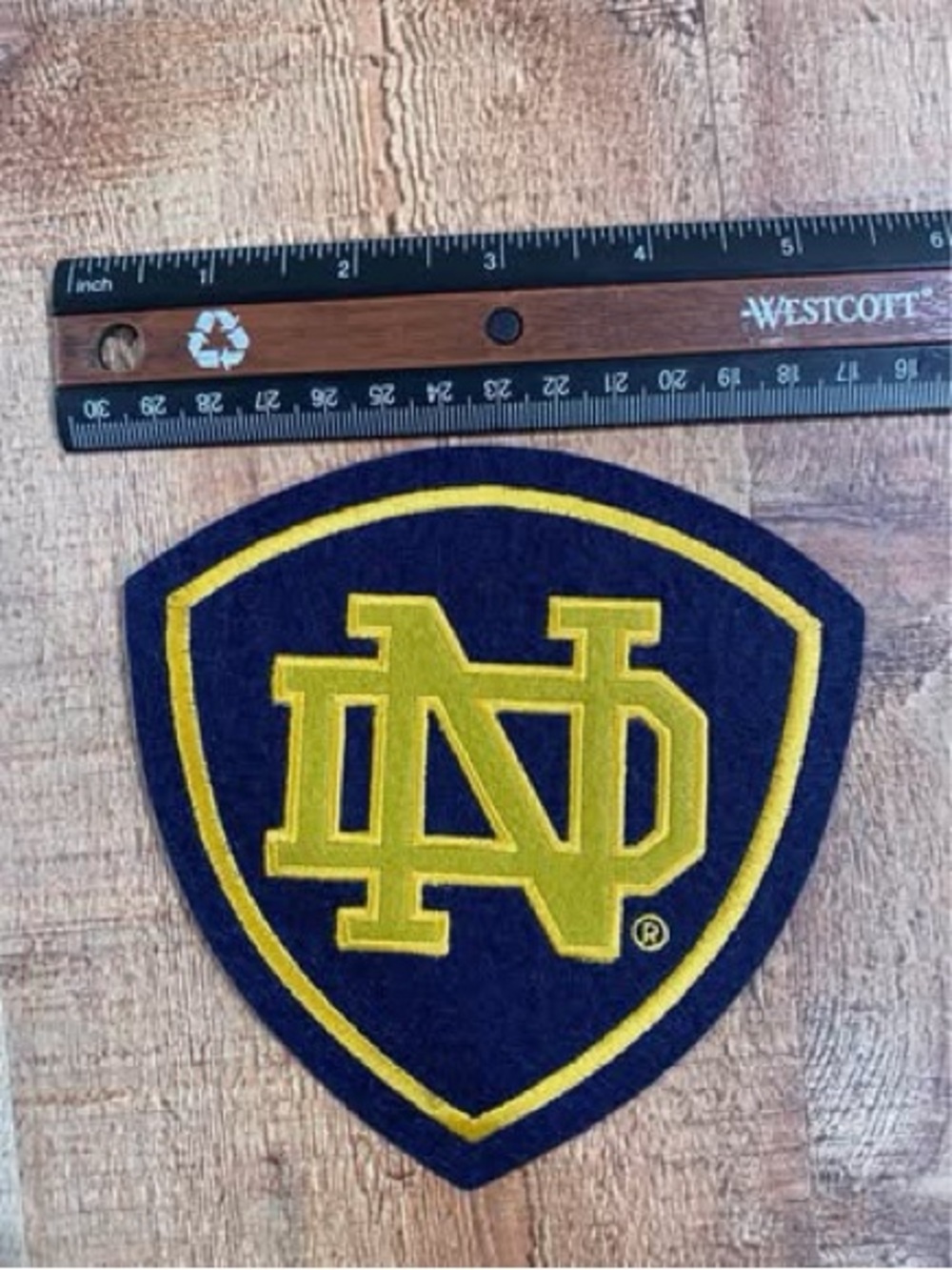Notre Dame Patch - Navy and Gold Shield Patch with Interlocking ND Logo - Picture 3 of 5